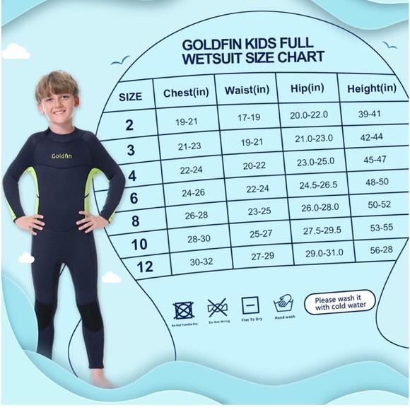 GOLDFIN size 12 Youth WerSuit Swim Surf Neoprene Full-Zip Unisex Suit Warm NEW - Picture 15 of 16